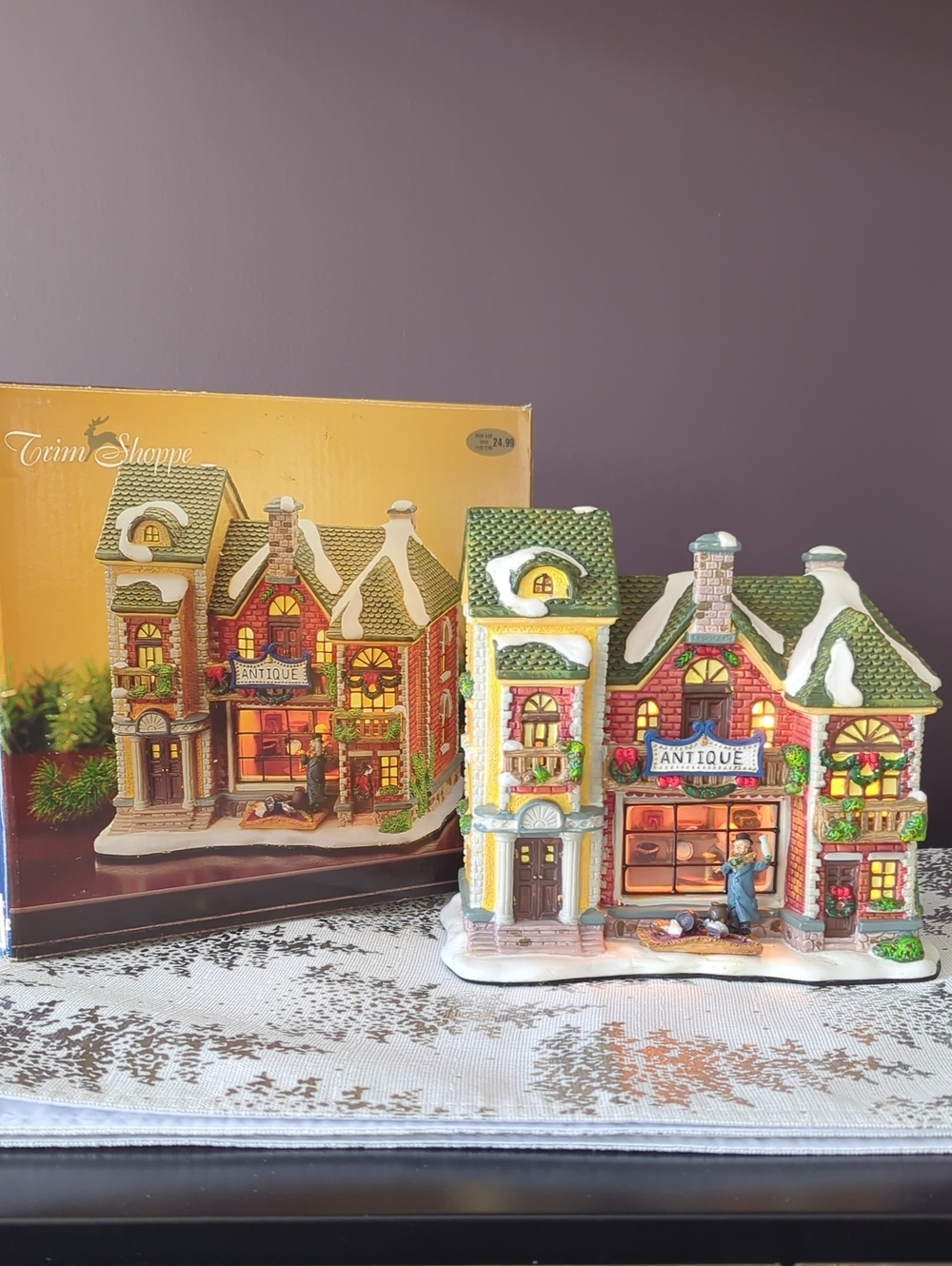 Heritage House Antiques Store Interior Window Scene Christmas Village Building